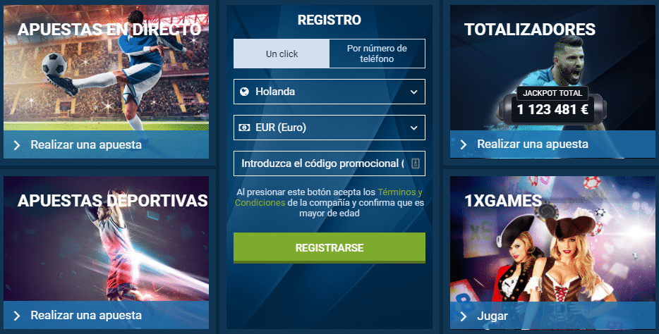 1xbet landing page