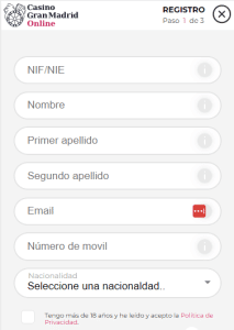 Casino Gran Madrid registro app