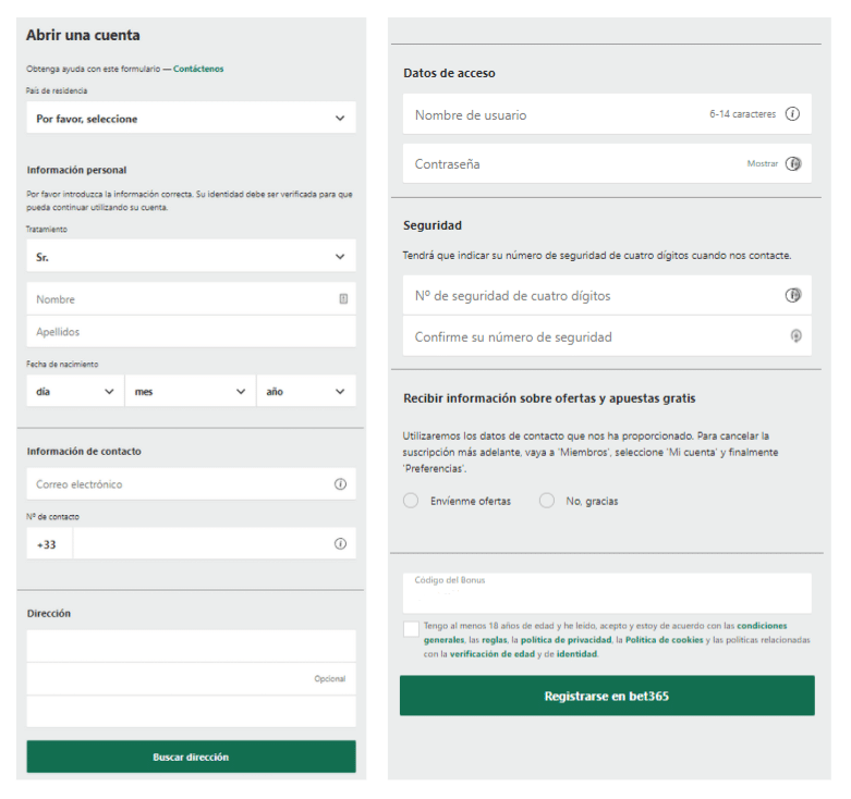Cómo realizar mi registro en Bet365