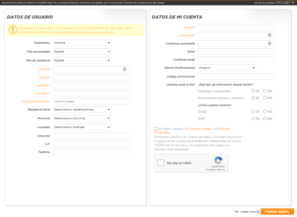 ómo crear una cuenta en Kirolbet en pocos pasos